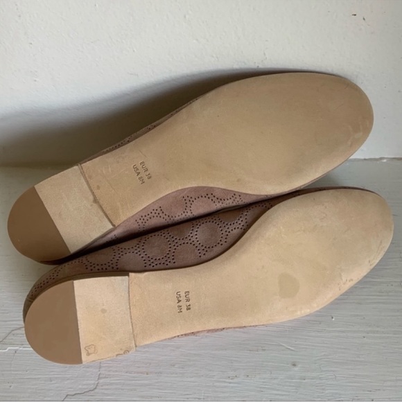 Diane Von Furstenberg Corolla Suede Laser Cut Round Toe Ballet Flat In Tan Sz 38 - Picture 8 of 11